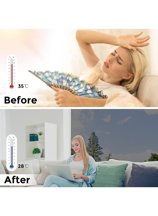 يُسلِّم فيلم عازل للحرارة، عاكس أحادي الاتجاه، غير لاصق، يلتصق بالنوافذ، يتحكم في الحرارة، يحجب أشعة الشمس، يقلل الوهج، قابل للإزالة، مناسب للمنازل والمكاتب، أسود اللون - Image 5